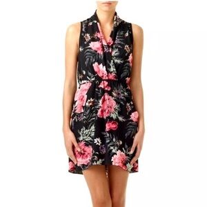 Aritzia Wilfred Sabine Floral Mini Dress - Black Gray Floral RARE